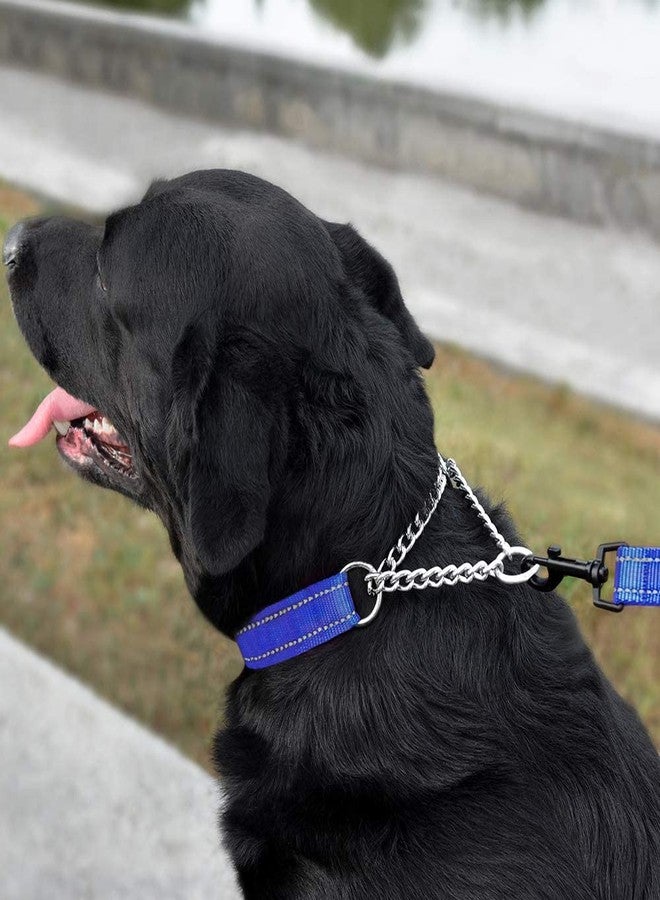 Petlicious & More® (Size - Small, Thickness - 0.75" Inch) Martingale Collar Reflective Choke Collar with Handle Chain No. 10 for Small Dogs (Adjustable 14-20" Inch Neck Size, Color Blue) - Image 3